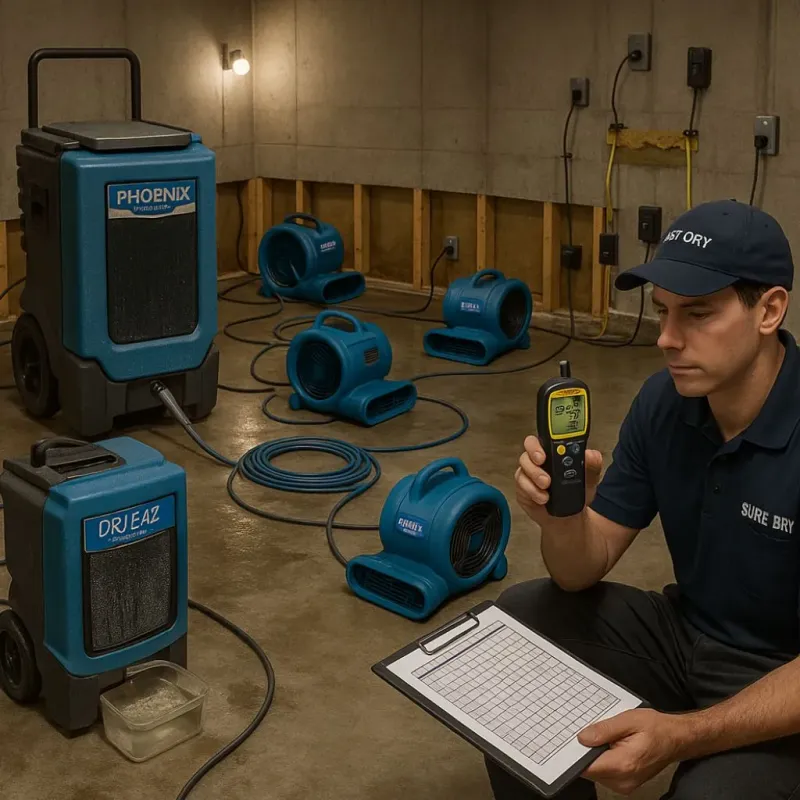 Structural Drying and Dehumidification process in Lake Park, NC